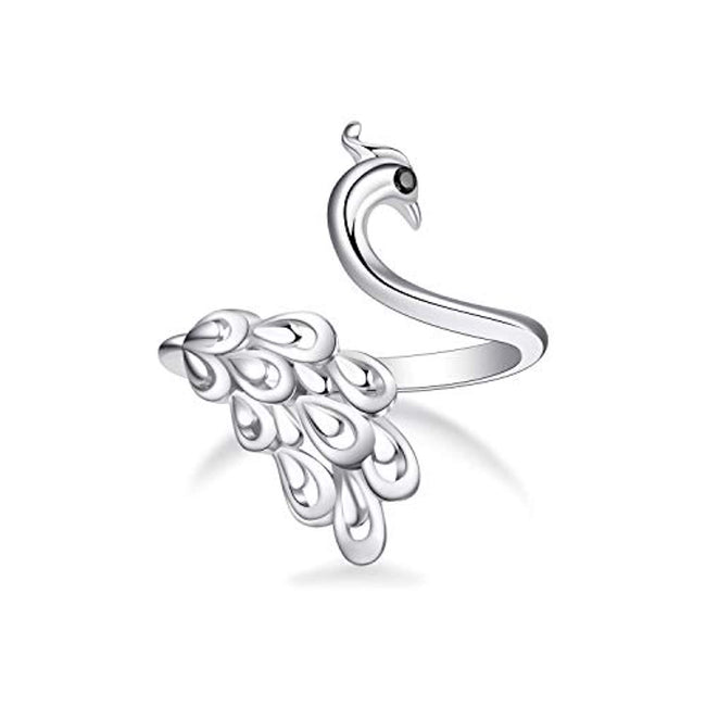 Peacock Finger Rings for Women Ladies Gift Sterling Silver Ring