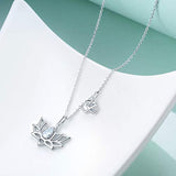 Sterling Silver Pendant Necklace with Om Symbol Cubic Zirconial Lotus Flower Jewelry Necklaces