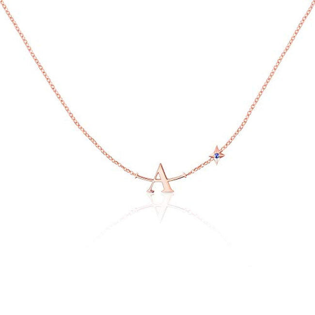 A Plus Initial Necklace for Women Girls Sterling Silver Choker Star A+ Smile Chains Lucky Charms Jewelry Gift