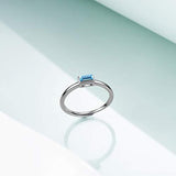 Aquamarine Blue Crystal Dainty Stacking Rings