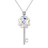 Key Necklace The Key to Your Heart Pendant Four-Leaf Clover Necklace with Crystal