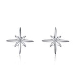 Sterling Silver Compass Star Stud Earrings Gifts for Women Girls Child