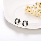 Hypoallergenic Essentials Square Studs Earrings with Grey Silver Crystal 10mm