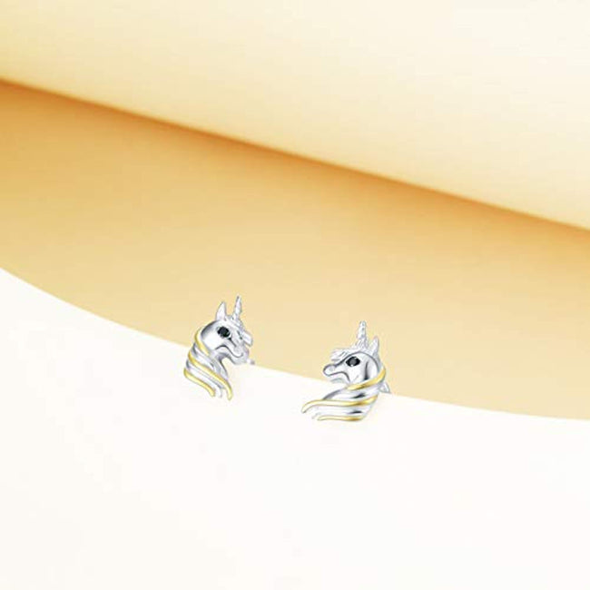 Unicorn Stud Earrings Sterling Silver for Women Or Girls