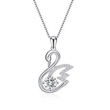 925 Sterling Silver Swan Pendant Necklace with AAA Cubic Zirconial Jewelry 18"