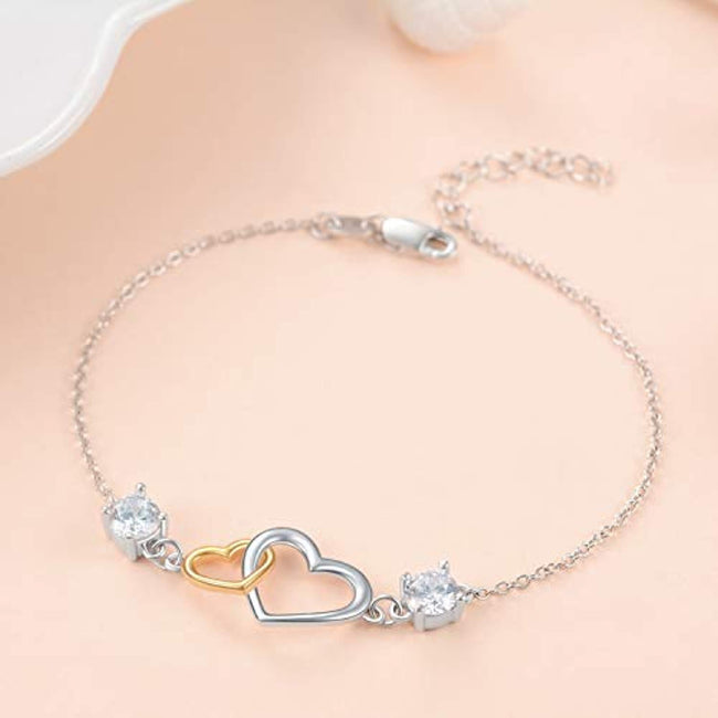 925 Sterling Silver Love Bracelet for Women, heart bracelet Valentine's Day gifts