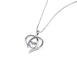 Mother and Child Hands Eternal Open Love Heart Sterling Silver Pendant Necklace, 18"