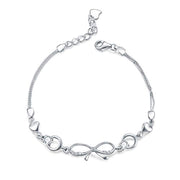 Simple Infinity Sterling Silver Link Chain Adjustable 6.5"+1.5" Extender Bracelet