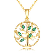 Collana con ciondolo albero della vita in oro massiccio 14 carati, gioielli da donna
