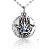 925 Sterling Silver Hamsa Hand Evil Eye Urn Necklaces for Ashes