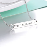 Copper/925 Sterling Silver Personalized Heart Engravable Bar Necklace Adjustable 18”-20”