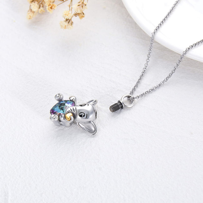 Elephant Urn Necklaces With Crystal for Ashes Sterling Silver Heart Cremation Memorial Keepsake Necklace Jewelry Gifts for Women