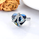 925 Sterling Silver I Love You Forever Heart Cremation Ring Holds Loved One's Ashes Heart Crystal Urn Ring for Ashes for Women