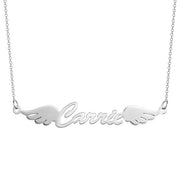 Carrie 925 Sterling Silver Personalized Angel Wings Name Necklace Adjustable Chain 16"-20"