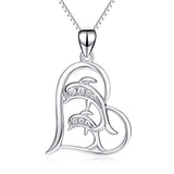 925 Sterling Silver Mom Baby Dolphin Love Pendant Necklace