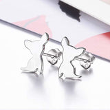 Sterling Silver Chihuahua Dog Stud Earrings