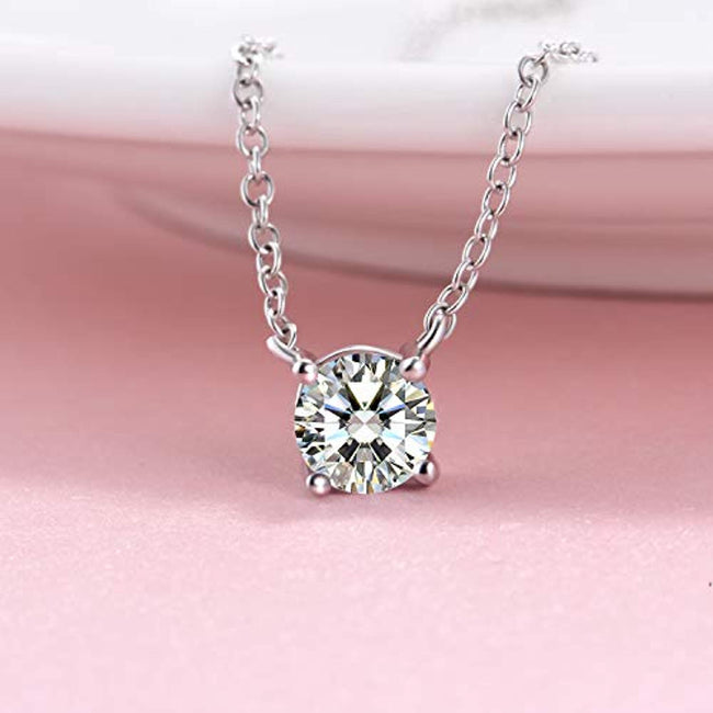 Dainty Choker Necklace Sterling Silver Cubic Zirconia solitaire choker