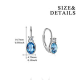 Aquamarine Blue Crystal Sterling Silver Earrings