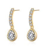 Teardrop Earring 18 K Overtone Sterling Silver Clear Cubic Zirconial Dangle Drop Earrings for Women