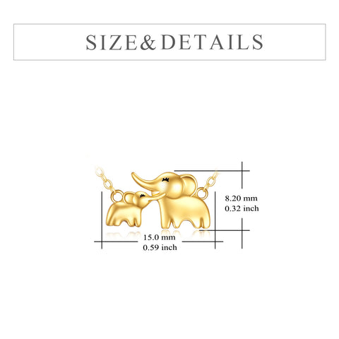 Collar de elefante de oro amarillo de 14 quilates, regalo para el día de la madre, joyería