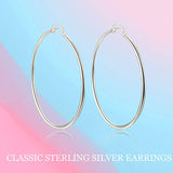 925 Sterling Silver Hoops Earrings 2.36 Inch(60 mm) for Women