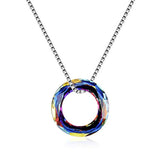 925 Sterling Silver Multi Color Round Simple Pendants with Crystals