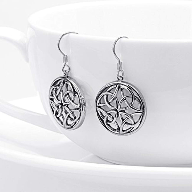 Drop Earrings Celtic knot drops in oxidized sterling silver