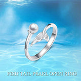 Sterling Silver Ocean Mermaid Rings for Women Teens Girls,Fish Tail Finger Adjustable Rings