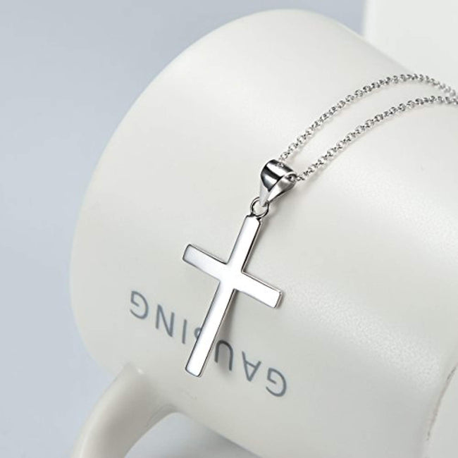 Sterling Silver Infinity Cross Pendant Necklace for Women Girls Boys