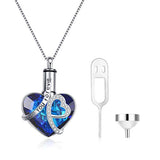 Crystal Love Heart URN Sterling Silver Heart Pendant Necklace
