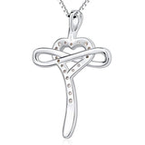 Cross Infinity Heart Sterling Silver Religious Necklace for Women