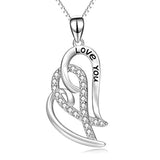 I Love You Forever Sterling Silver Double Heart Pendant Necklace