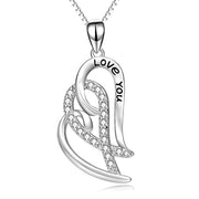 I Love You Forever Sterling Silver Double Heart Pendant Necklace