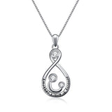Mother and Child Infinity Love A Mother's Love is Forever Sterling Silver Pendant Necklace,18''