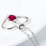 925 Sterling Silver Created Ruby Love Heart Pendant 18" Necklace