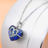 Mom & Child Necklace with Blue Heart Crystals Mothers Birthday Gifts
