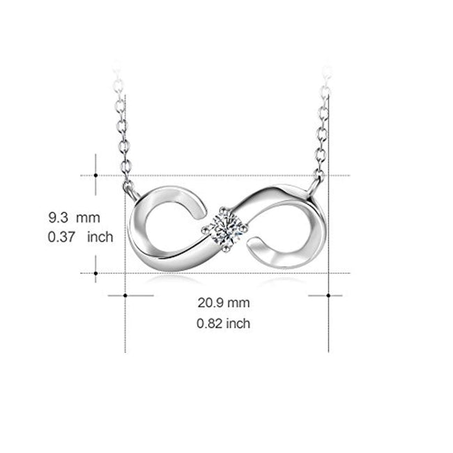Infinity Necklace Sterling Silver Infinite Love Pendant Necklace Gift for Women Girls