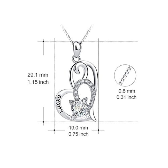 925 Sterling Silver Lucky Cat Pendant Necklace Jewelry