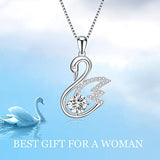 925 Sterling Silver Swan Pendant Necklace with AAA Cubic Zirconial Jewelry 18"