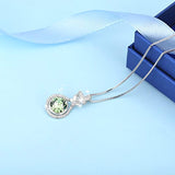 August Birthstone Sterling Silver Teardrop Necklace Pendant with Simulated Peridot Crystals