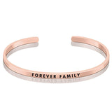 Rose and Yellow Gold Tone Sterling Silver Forever Family Cuff Bangle for Women Family