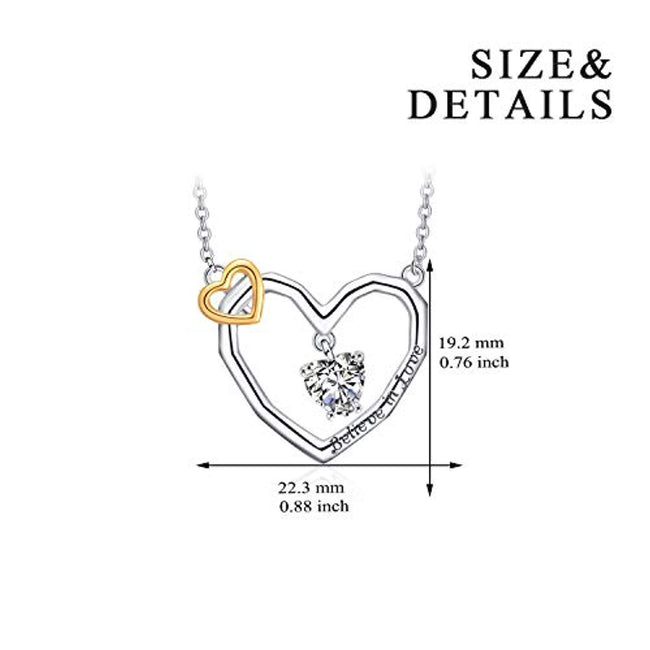 925 Sterling Silver Heart Cubic Zirconial Pendant 18" Necklace