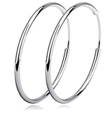 Hoop Earrings Sterling Silver  Circle Endless Earrings Diameter 20,30,40,50,60mm