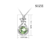 August Birthstone Sterling Silver Teardrop Necklace Pendant with Simulated Peridot Crystals