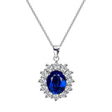 925 Sterling Silver Blue Cubic Zirconial Leverback Necklace for Women For Girls
