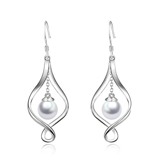 Pearl Dangle Earrings Sterling Silver Infinity Love Celtic Knot Drop Earrings Dangles