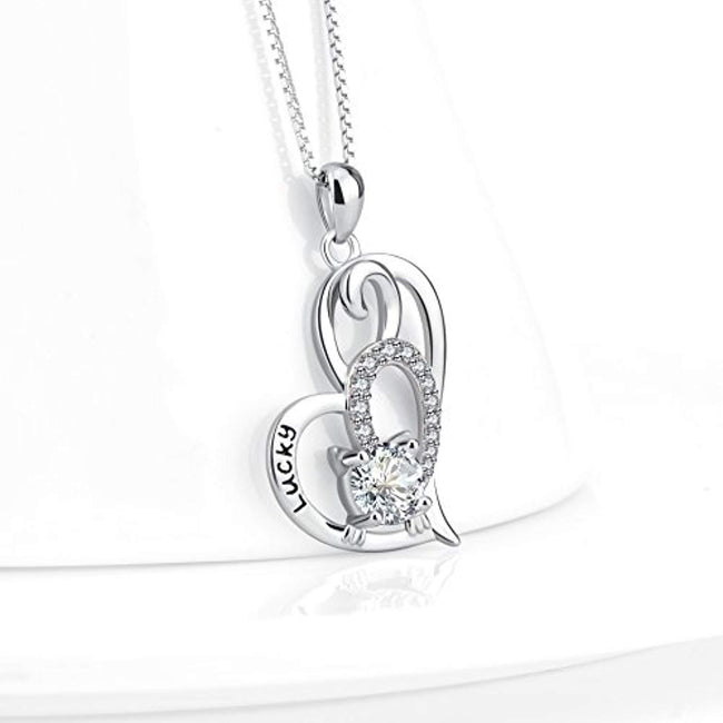 925 Sterling Silver Lucky Cat Pendant Necklace Jewelry