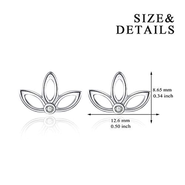Lotus Flower Pierced Earrings Sterling Silver Chic Jacket Studs Earrings for Women Girls