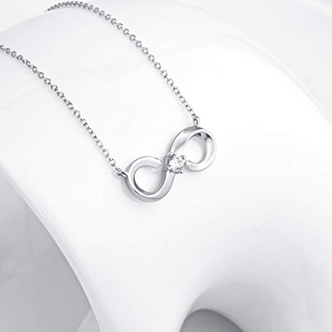 Infinity Necklace Sterling Silver Infinite Love Pendant Necklace Gift for Women Girls