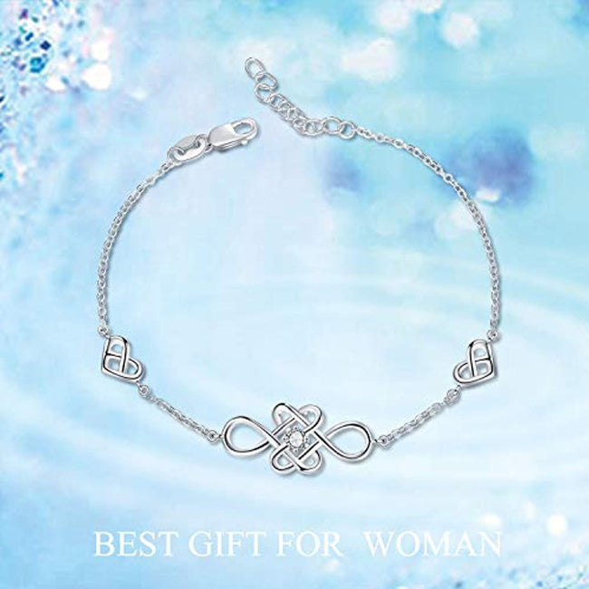 YAFEINI Celtic knot Earrings Bracelet Sterling Silver Polished Jewelry for Lover